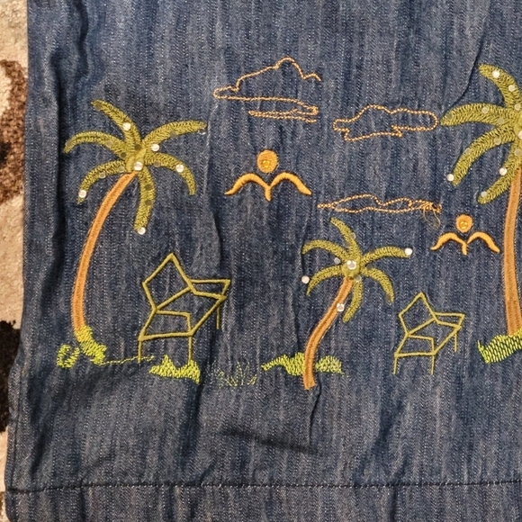 Blue Jean Button-up Short Sleeve Shirt Women Sz L - Picture 3 of 6